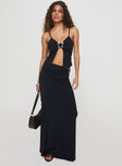   front view of model wearing Princess Polly Nesting Maxi Skirt Black Maxi 