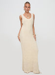 side view of model wearing Princess Polly Andiamo Maxi Dress Cream Scoop Neck 