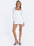 product Princess Polly Asymmetric Neckline  Joslyn Long Sleeve Mini Dress White