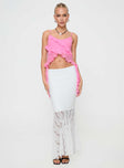   front view of model wearing Princess Polly Date Night Maxi Skirt White Maxi 