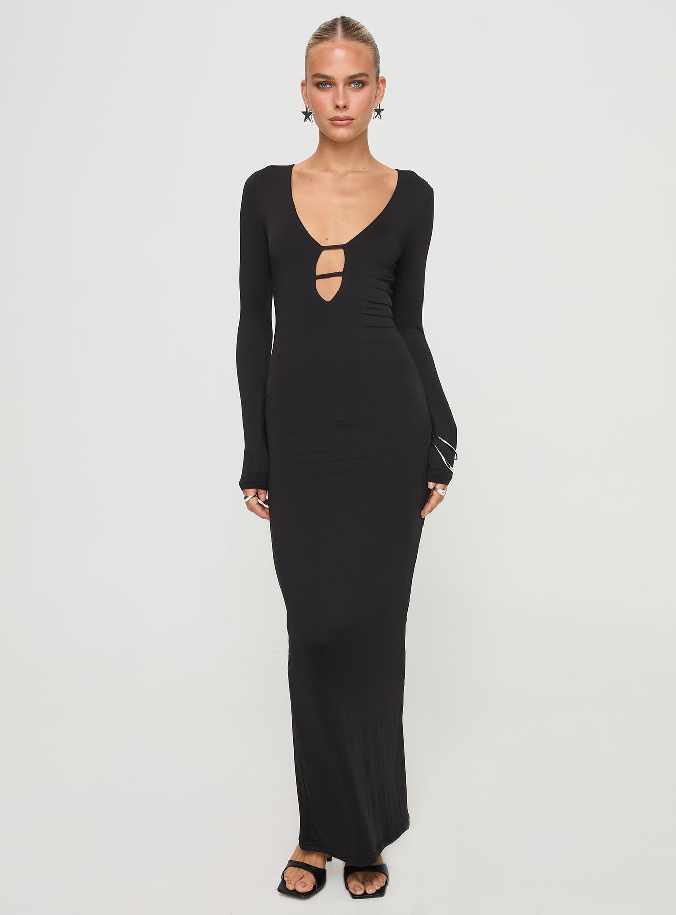 Shop Formal Dress - Lasan Long Sleeve Maxi Dress Black sixth image