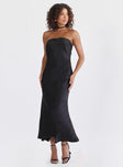 Front view of model wearing  front Princess Polly Asymmetric Neckline  Haley Maxi Dress Black