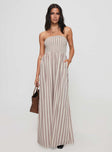 Kohana Strapless Maxi Dress Beige Stripe