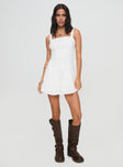 Halliday Pleat Mini Dress White