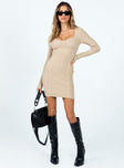 product Princess Polly Crew Neck  Dano Knit Mini Dress Tan