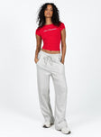 Front view of model wearing  front Princess Polly High Waisted Pants  Lanter Pants Grey Marle