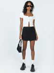 Front view of model wearing  front Princess Polly Short Sleeves Square Neck  Zewing Top White