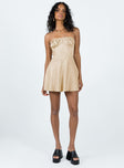 product Princess Polly Asymmetric Neckline Asymmetric Neckline  Lenette Mini Dress Beige