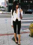 side view of model wearing Princess Polly Lauraine Cardigan White Long 