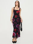 front view of model wearing Princess Polly Eviana Maxi Dress Floral Square Neck 