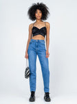 front view of model wearing Princess Polly Seymour Mom Denim Jeans High Waisted 