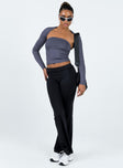 Front view of model wearing  front Princess Polly High Waisted Pants  Vellgrove Pants Black