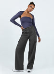 Front view of model wearing  front Princess Polly High Waisted Pants  Archer Cargo Pants Slate