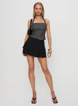   front view of model wearing Princess Polly Yeva Pleat Mini Skirt Black Mini Skirts 