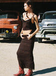   side view of model wearing Princess Polly Hostona Maxi Skirt Mutli Maxi 