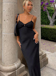 Front view of model wearing  front Princess Polly High Neck  Emily Maxi Dress Black