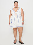 Sun And Palm Trees Vest Set White / Blue Curve