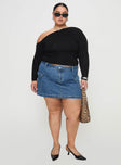 Zakai Cargo Denim Mini Skirt Mid Blue Curve