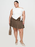 front view of model wearing Princess Polly Karre Off The Shoulder Top White Curve Short Sleeves Asymmetric Neckline 