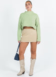   front view of model wearing Princess Polly Lorentz Mini Skirt Beige Mini Skirts 