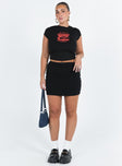 Front view of model wearing  front Kael Mid Rise Mini Skirt Black Princess Polly  Mini Skirts 