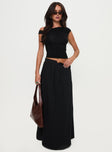 Rennata Gathered Mid Rise Maxi Skirt Black