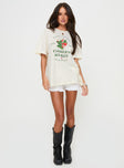 front view of model wearing Princess Polly Local Produce Tee White Half Sleeves Crew Neck 