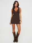 product Princess Polly Crew Neck  Nellie Mini Dress Brown Polka Dot