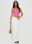 front view of model wearing Princess Polly Millert Tube Top Pink Sleeveless straight 