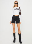 product Lou Carpenter Denim Shorts Washed Black Princess Polly Low Rise Shorts 