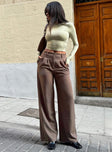 product Princess Polly High Waisted Pants  Archer Pants Brown Lower Impact