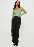 front view of model wearing Princess Polly Burnette Pants Black Tall High Waisted Pants 