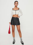   front view of model wearing Princess Polly Little Bow Peep Mini Skirt Grey Mini Skirts 