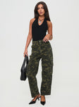 front view of model wearing Princess Polly Bodhi Utility Cargo Pants Camo High Waisted Pants 