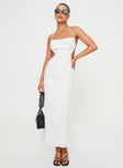 front view of model wearing Princess Polly Tailor Maxi Dress White Square Neck 