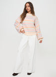 front view of model wearing Princess Polly Harmony Knit Sweater Multi Long 