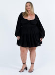 product Princess Polly Crew Neck  Danny Long Sleeve Mini Dress Black Curve