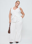 front view of model wearing Princess Polly Sofi Vest Top Natural Curve Sleeveless V-Neck 