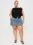   front view of model wearing Princess Polly Zakai Cargo Denim Mini Skirt Light Blue Denim Curve Mini Skirts 