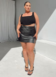 Front view of model wearing  front Chelsea Mini Skirt Black Curve Princess Polly  Mini Skirts 