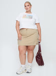 back view of model wearing Princess Polly Lydie Cargo Mini Skirt Beige Curve Mini Skirts 