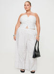 front view of model wearing Princess Polly Boarder Pants White Stripe Curve High Waisted Pants 