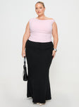 front view of model wearing Princess Polly Danza Top Pink Curve Sleeveless Boat Neck 