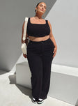 product Princess Polly  Brenda Linen Blend Pants Black Curve