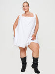 front view of model wearing Princess Polly Swing Mini Dress White Curve Square Neck 