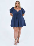 product Princess Polly Asymmetric Neckline  Blissful Mini Dress Navy Curve