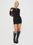 Bavette Long Sleeve Mini Dress Black