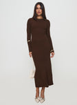 Osment Long Sleeve Knit Maxi Dress Chocolate