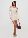 Oalie Off The Shoulder Mini Dress Cream