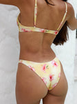 Love Letters High Cut Cheeky Bikini Bottoms Yellow Floral